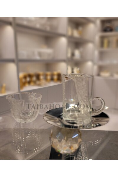 TR 18-piece tea and cup set - decorative - silver