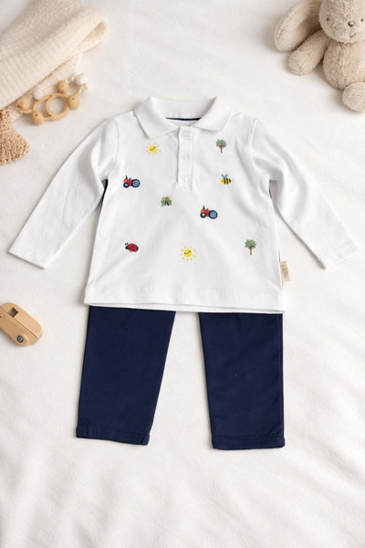 Luna Polo Yaka Erkek Bebek 2 Li Takım