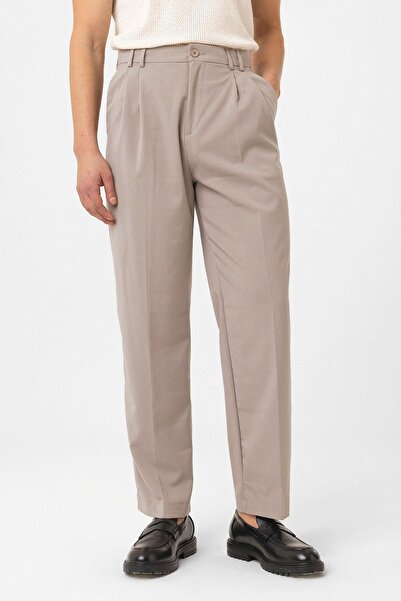 Antioch Stone Double Pleated Baggy Fit Men's Trousers