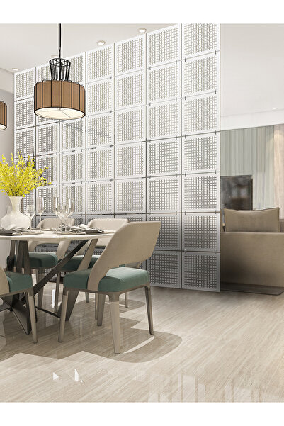 makta ® Perde Paravan - Lazer Kesim Sarkıt Paravan, Ahşap Seperatör, 4'lü Pan...