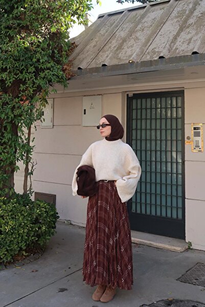 Moca Mayssa Plaid Skirt Brown