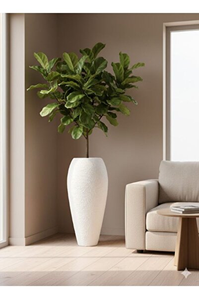 ALORA EL YAPIMI DEKORATİF İSKANDINAV TARZI SERAMİK SAKSI YÜKSEKLİK 72 CM GENİ...