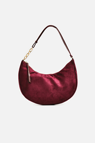 urban focus Zincir Detaylı Süet Omuz Çantası