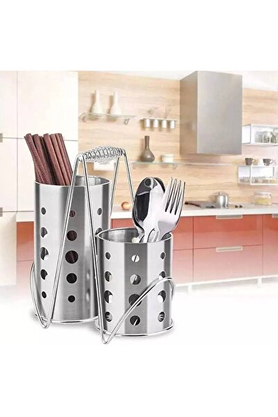 OEM Round metal cutlery holder, set of 2 pieces