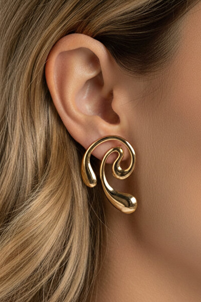 Beca Atelier Gold Spiral Steel Earrings