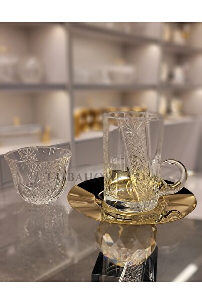 TR 18-piece tea and cup set - decorative - gold
