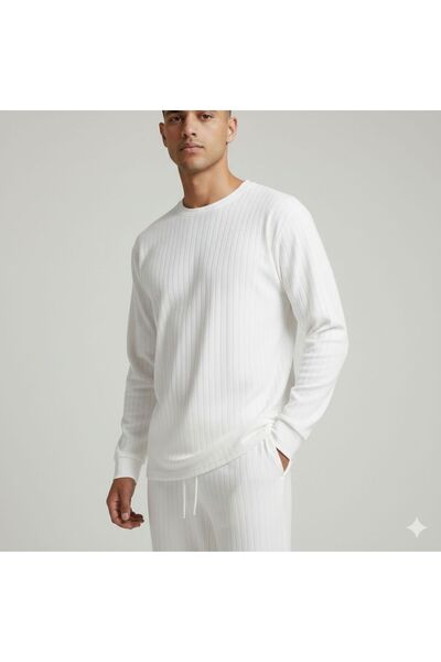 one2tex Corded Fabric Round Neck T-Shirt and Baggy Sweatpants 2-Piece Combina...