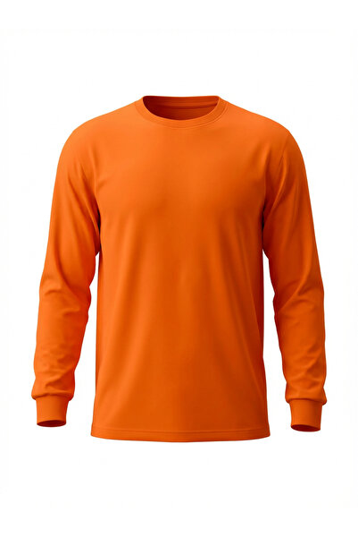 Ümiteks world of clothes Orange Circular Necklined Sweatshirt Sha Fleece-Line...