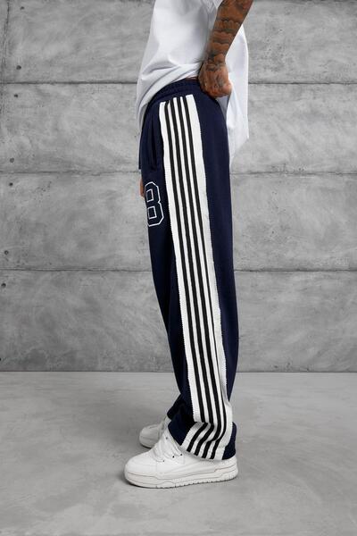NOMARC Navy Blue 8 Printed Baggy Trackpants