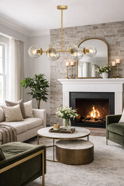 HubRom LEMA 3582-06-02-FR Πολυέλαιος Αντίκα-Καφέ 85x60 cm 6xE27 Μέγ. 60W