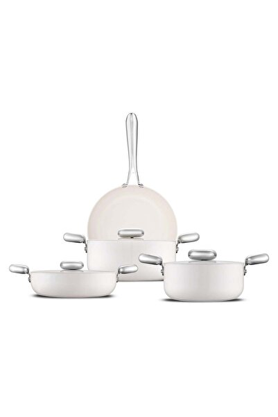 Jumbo Creamstone Swiss Crystal Cream 7 Parça Tencere Seti