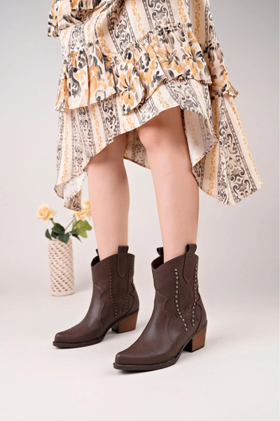 Beruflic Matin Bitter Brown Leather Heeled Boots