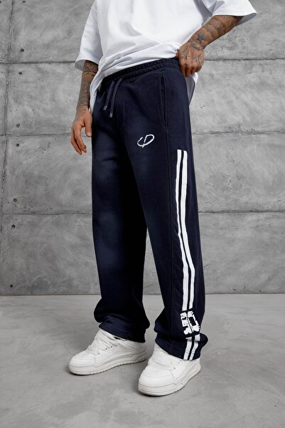 NOMARC Erkek Lacivert SPREY DETAYI BAGGY EŞOFMAN ALTI