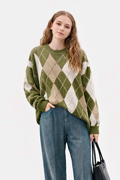 TOFAN TRİKO BAKLAVA PATTERNED KNIT SWEATER
