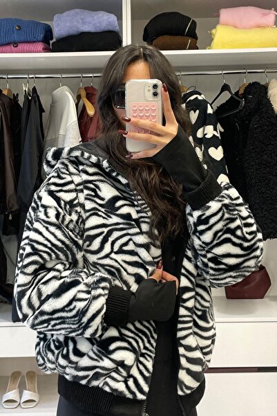 TOPSHOW معطف من القطيفة منقوش - زيبرا ZEBRA