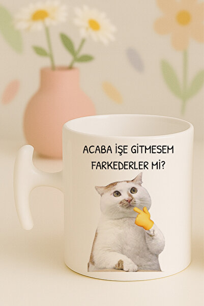 Witchy Co Acaba İşe Gitmesem Farkederler Mi Yazılı, Kedili Komik Kupa Bardak