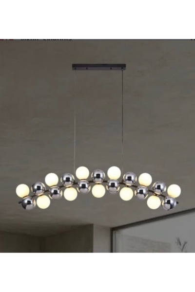 Cristalin Aydınlatma Krom Yemek Masası Üzeri Modern Avize 110 cm