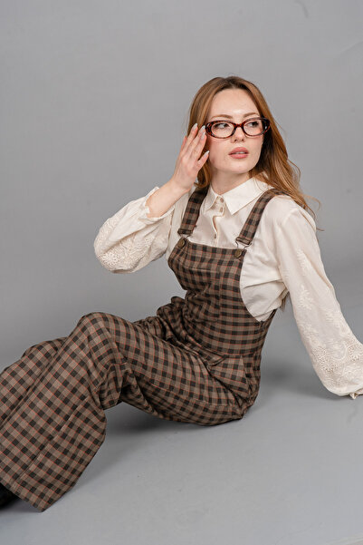 MissVina Beatriz Strappy Plaid Pattern Jumpsuit 50363