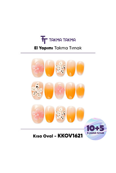 Takma Takma KKOV1621 Kısa Oval 15'li Tekrar Kullanılabilir El Yapımı Protez T...
