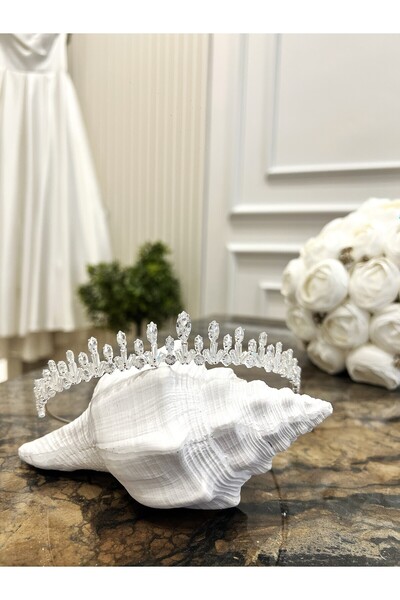 Taşmeran Zircon Stone Design Bridal Crown High Quality Wedding Henna Engageme...