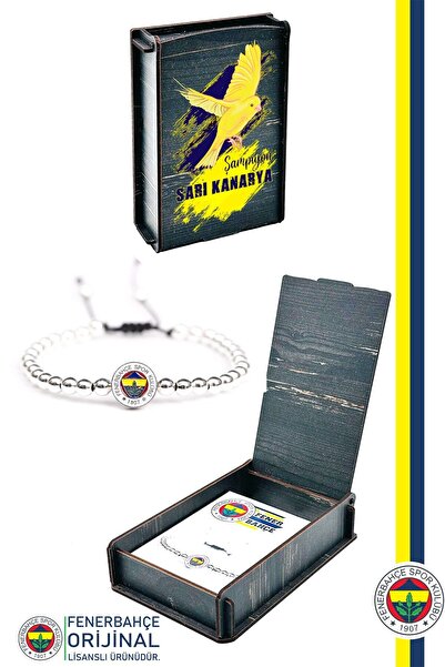 Fenerbahçe Original Licensed Fb Logo Thin Hematite Natural Stone Bracelet Can...