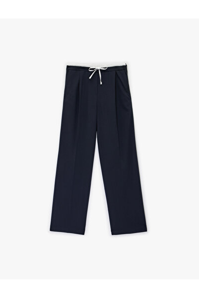 Koton Double Waist Detailed Pocketed Wide Leg Fabric Trousers