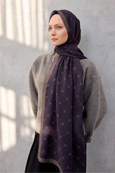 Silk Home Olinda Şal Monogram Desen Mürdüm 75x195