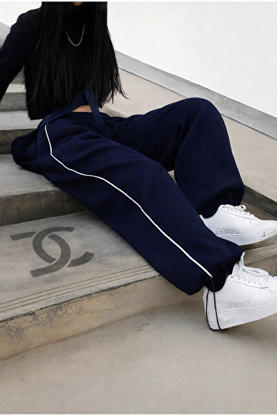 De Carte Harajuku Streetwear Side Strip Kadın Bol Ayarlanabilir Boru Paça Eşo...