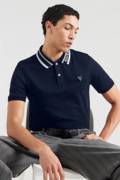 Guess Lyle Short Sleeve Polo Collar Men's Navy Blue Polo T-Shirt M6Rp60K7O64-...