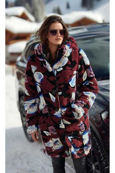 LAGRANZE Flower Patterned Teddy down Coat