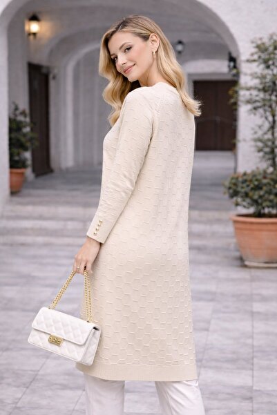 Fresh&Moda Women's Transitional Honeycomb Pattern Long Plus Size Knitwear Swe...