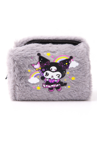 MakeWell Kuromi Designed Plush Makeup Bag with Mirror – Girl's Bag, Cute Wall...