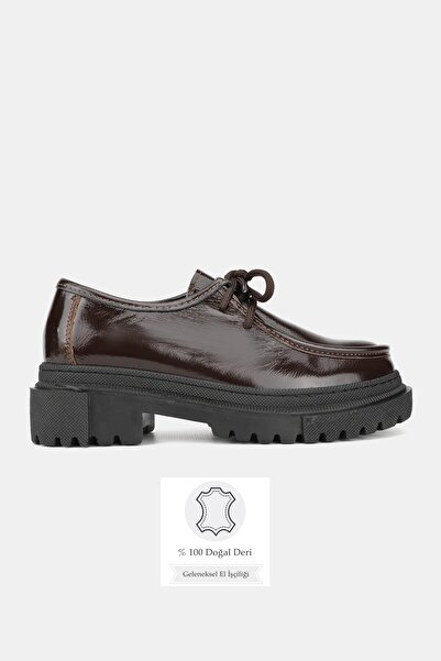 TUNAELLİ ЖІНОЧІ КАВОВІ ЧЕРЕВИКИ З НАСТУПНОЮ ШКІРОЮ 35-41 РОЗМІР З ШНУРКАМИ OX...