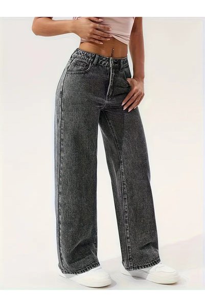 WODDİ Beeke Super High Waist Wide Leg Jeans Stretch Fabric Wide Leg Denim Pants