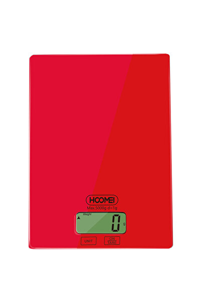 HOOMEI Digital Glass Kitchen Scale Precision 1g/5Kg HM-1210R Red