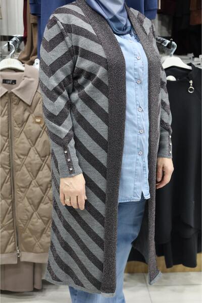 CAPTURE ara boy simli çizgili model hırka