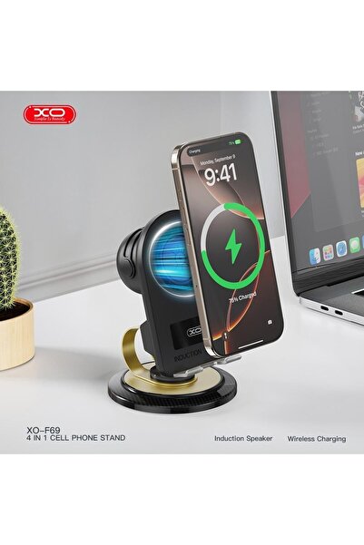 Xo F69 4 In 1 Cep Telefonu Standı - Bluetooth Hoparlör ve Kablosuz Şarj Bir A...