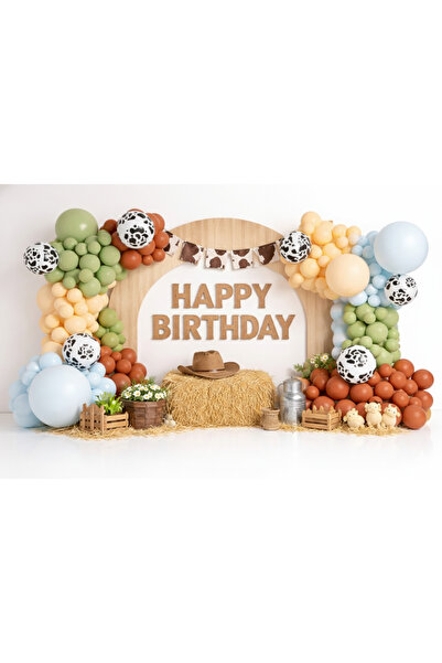 party mix 65 Parça Çiftlik & Safari Temalı Balon Zinciri Seti - Kovboy Konsep...