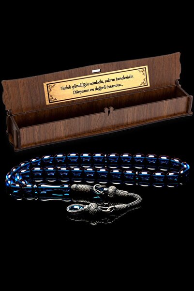 EHİNOS Silver Kazaz Tassel Blue Fire Amber Rosary