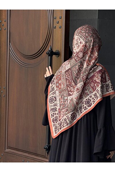 Qalortex Scarf Pamuklu Soft Osmanlı Desen Eşarp-Taba