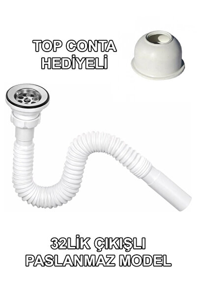 Bereket Hırdavat Beyazsu Körüklü Lavabo Hortumu Gider Borusu 32lik Çıkışlı To...