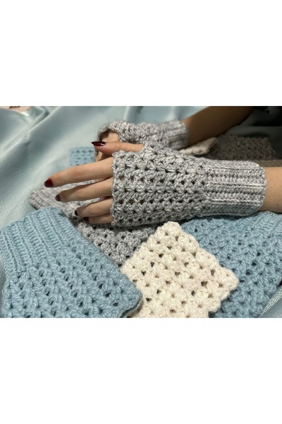 pun dore Dantel Detaylı El Örgüsü Parmaksız Eldiven – Standart Beden, Telefon...