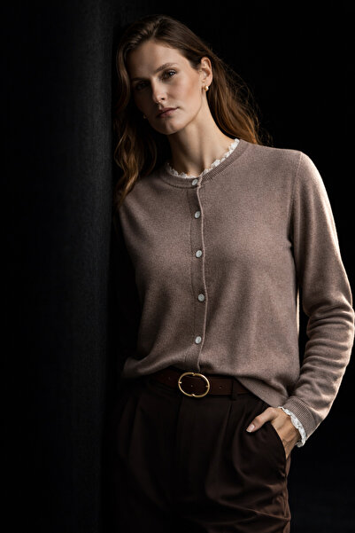 studio fashion 1988 Women's Beige Collar and Sleeves Lace Trimmed Ultrasoft K...