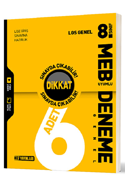 Efsane Yayınları 8.Sınıf Hız Yayınları LGS 6 Lı Genel Deneme / Meb Uyumlu Den...