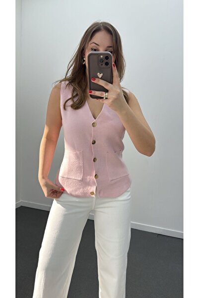 Narferita Risela Gold Düğmeli Yumuşak Triko Hırka