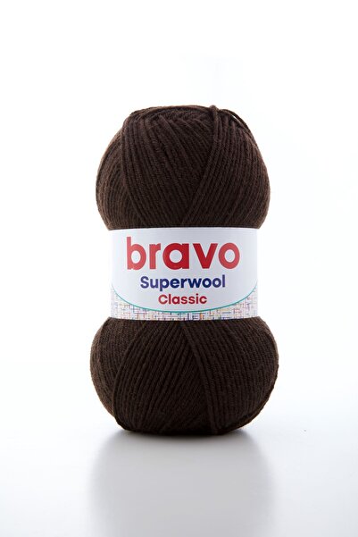 Bravo Superwool Classic 007 Bitter Brown Knitting Yarn Wool Acrylic 100 Gr 260 m