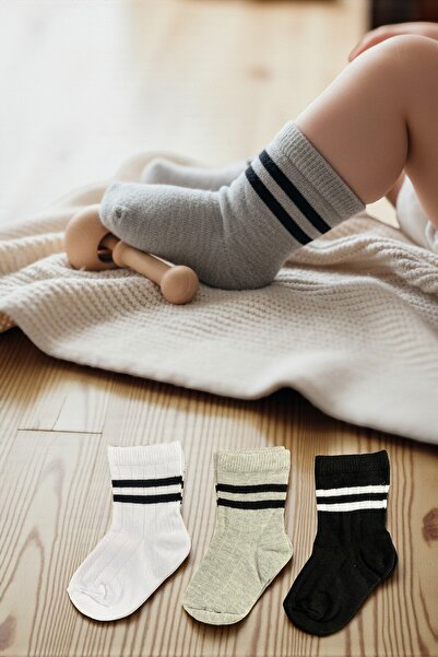 Esinti 3 أزواج من جوارب الأطفال القطنية الملونة المزخرفة للبنات والأولاد