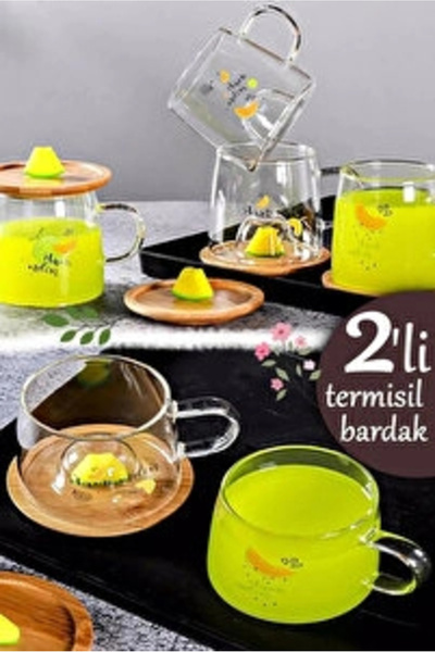 Rosemor 3D Şapkalı Figürlü Baskılı Sıcak Soğuk Borosilikat Cam Meşrubat Kupas...