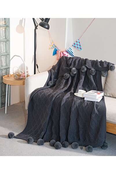 trendyhome Pătură Tricotată Premium 160x200 cm – Groasă, Elegantă, cu Ciucuri...
