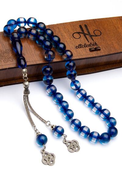 EHİNOS 10mm Parliament Blue Vertical Scented Powder Amber Prayer Beads in Men...